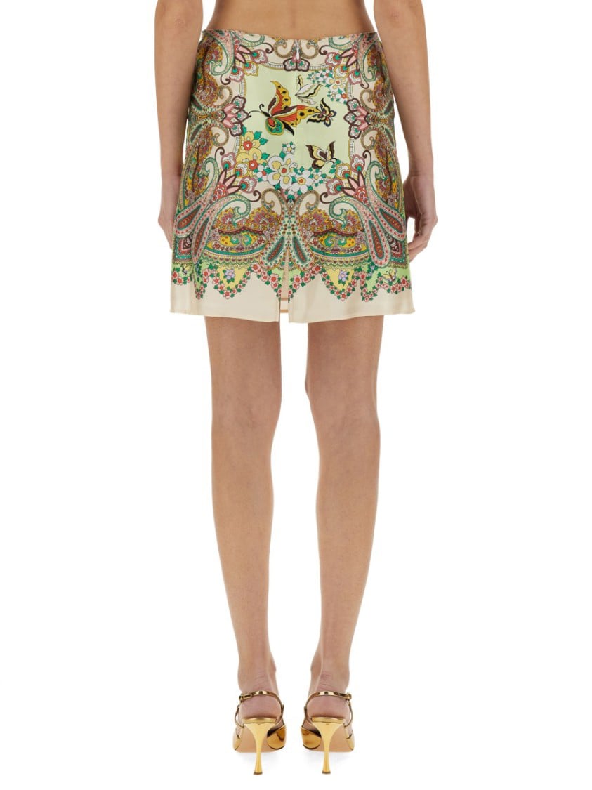 Etro Paisley Print Silk Mini Skirt Divers