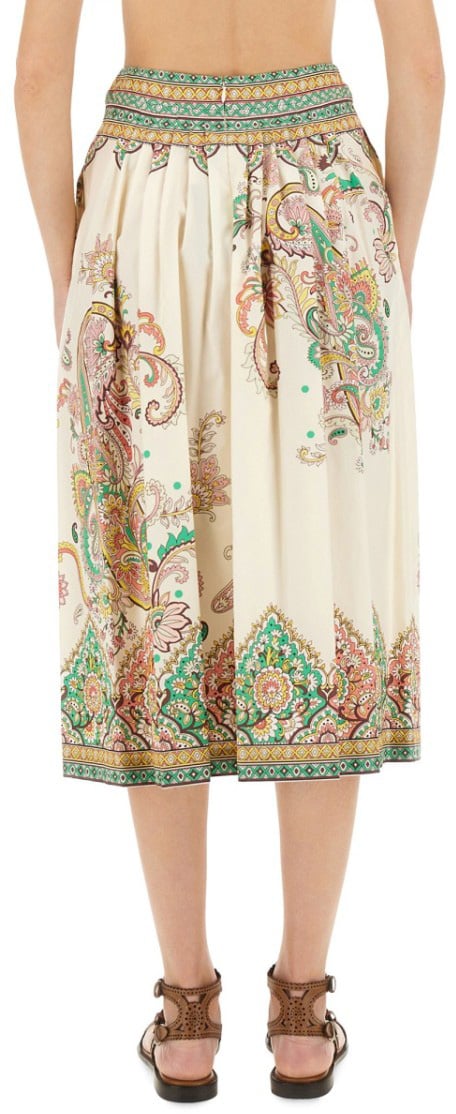 Etro Paisley Print Midi Skirt Neutraal