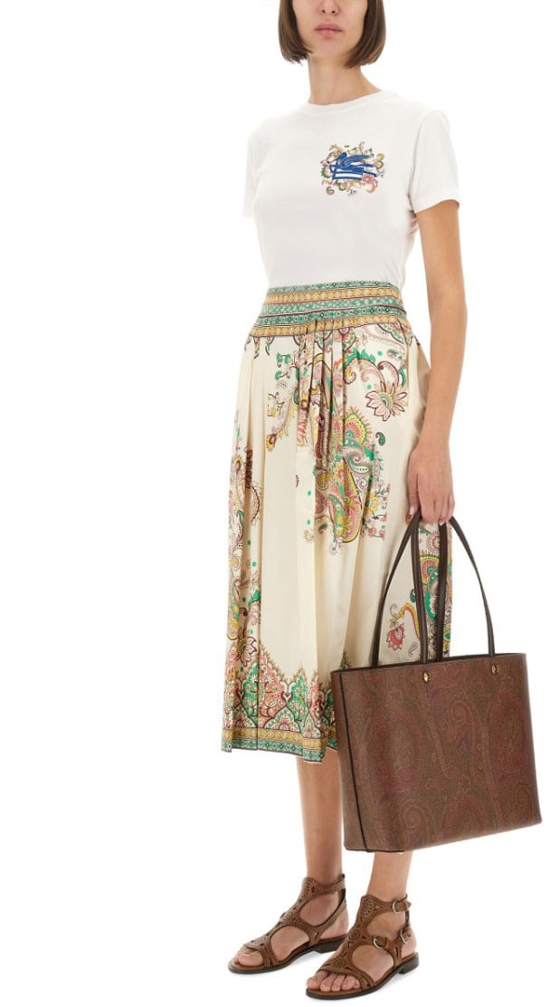 Etro Paisley Print Midi Skirt Neutraal