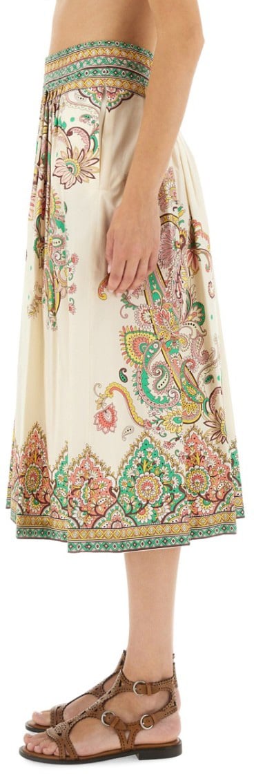Etro Paisley Print Midi Skirt Neutraal