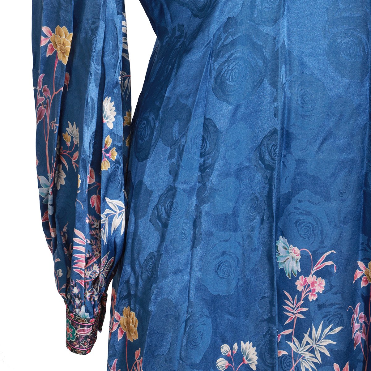 Etro Maxi-Length Floral Print Dress With Deep V Neckline Blauw