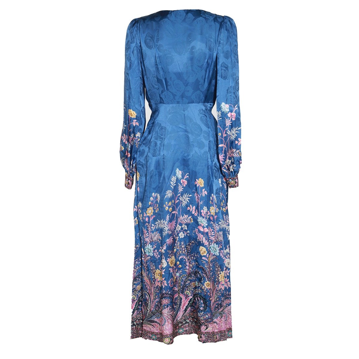 Etro Maxi-Length Floral Print Dress With Deep V Neckline Blauw
