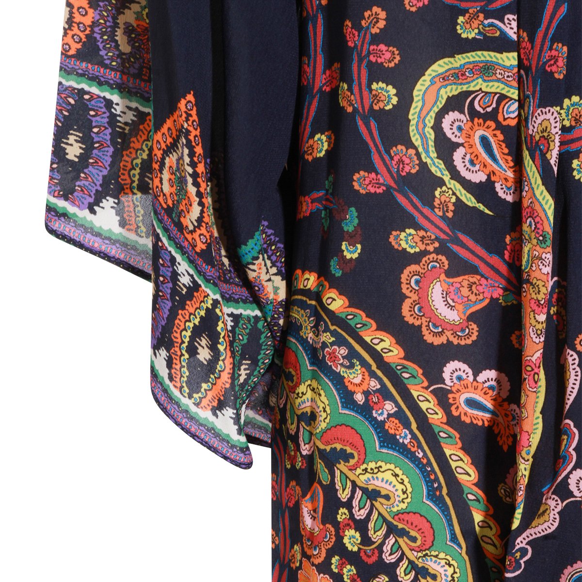 Etro Multicolor Paisley Viscose Maxi Dress With Midi Sleeves Grijs