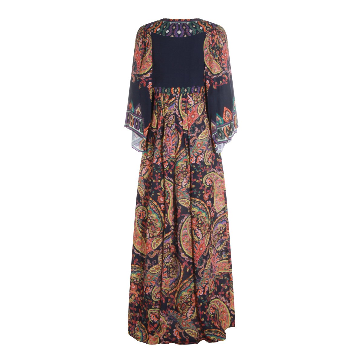 Etro Multicolor Paisley Viscose Maxi Dress With Midi Sleeves Grijs