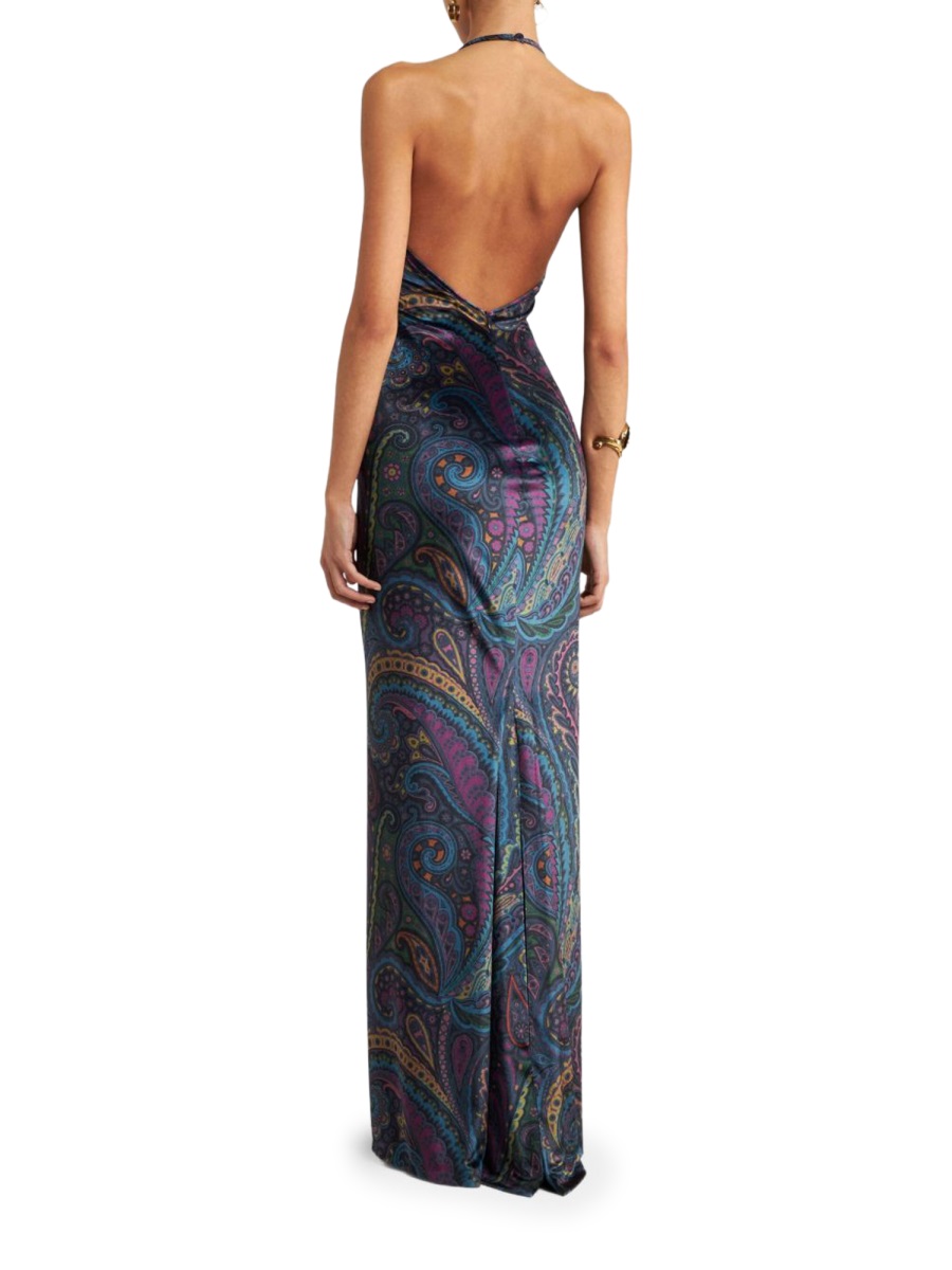 Etro Multicolor Paisley Polyester Maxi Dress Grijs