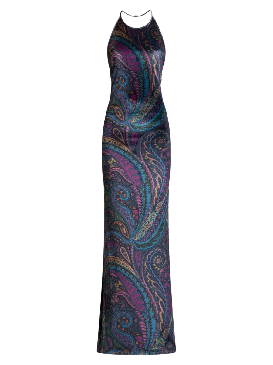 Etro Multicolor Paisley Polyester Maxi Dress Grijs