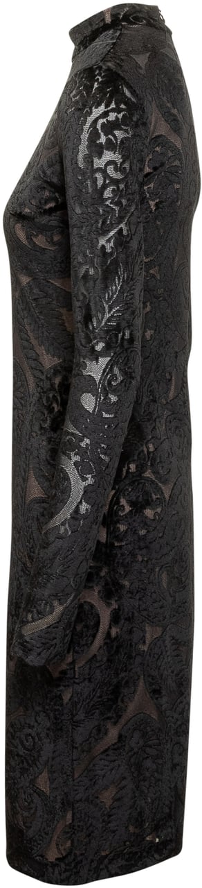 Etro Etro Abito Corto In Velluto Con Motivo Floreale Zwart