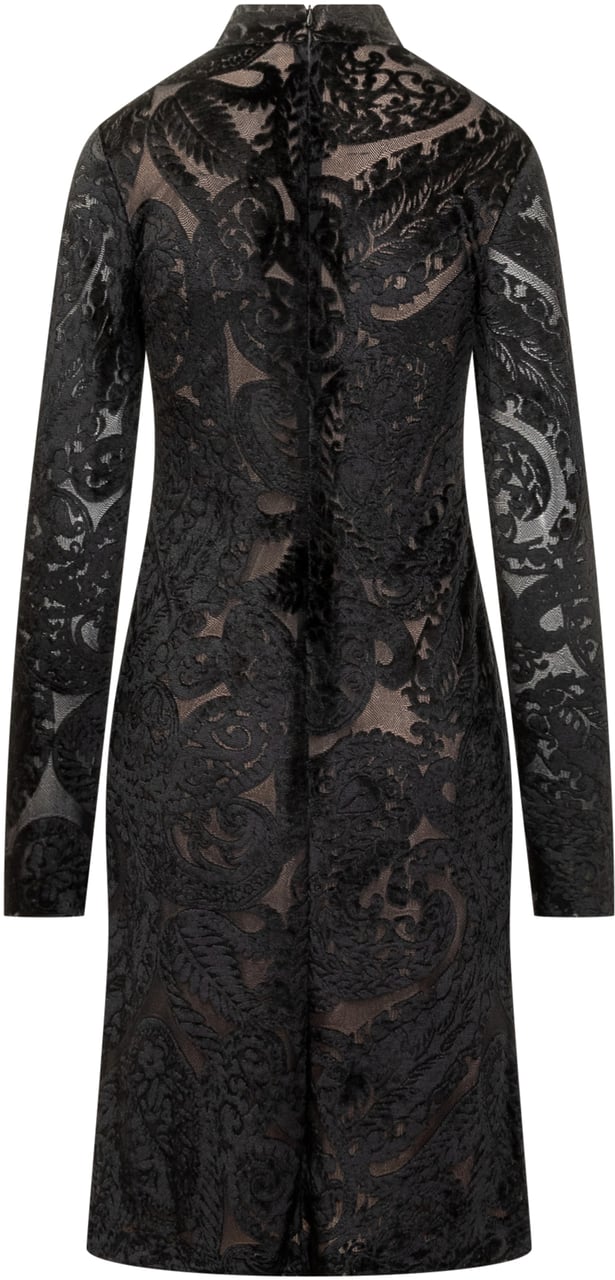 Etro Etro Abito Corto In Velluto Con Motivo Floreale Zwart