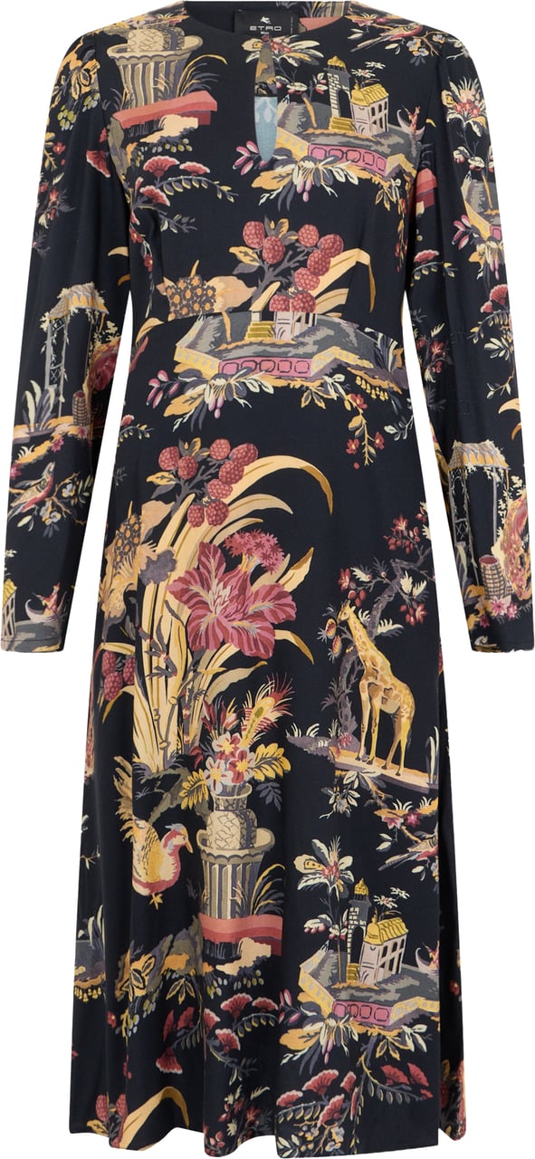 Etro Long dress with print Zwart