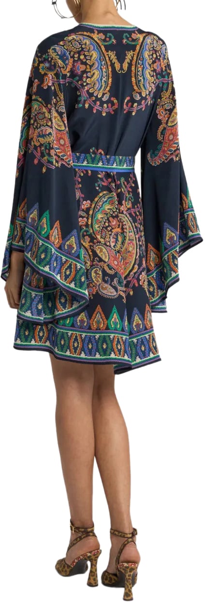 Etro mini blouson dress with belt divers Divers