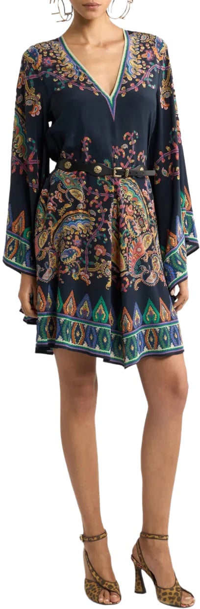 Etro mini blouson dress with belt divers Divers