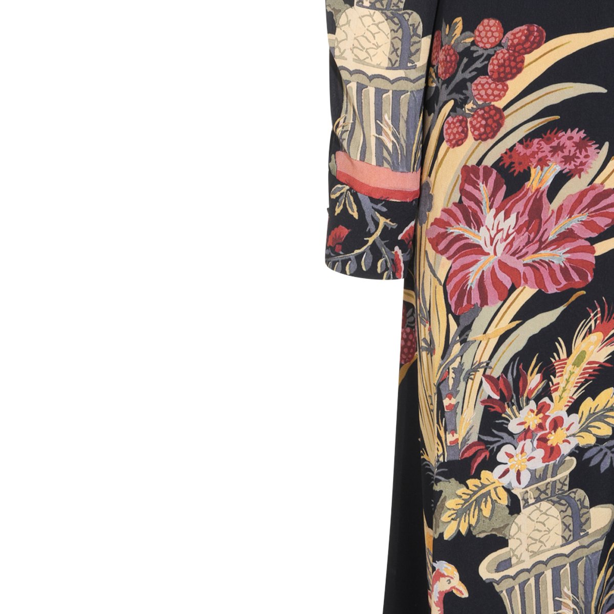 Etro Viscose Maxi Dress With High Collar And Floral Print Zwart