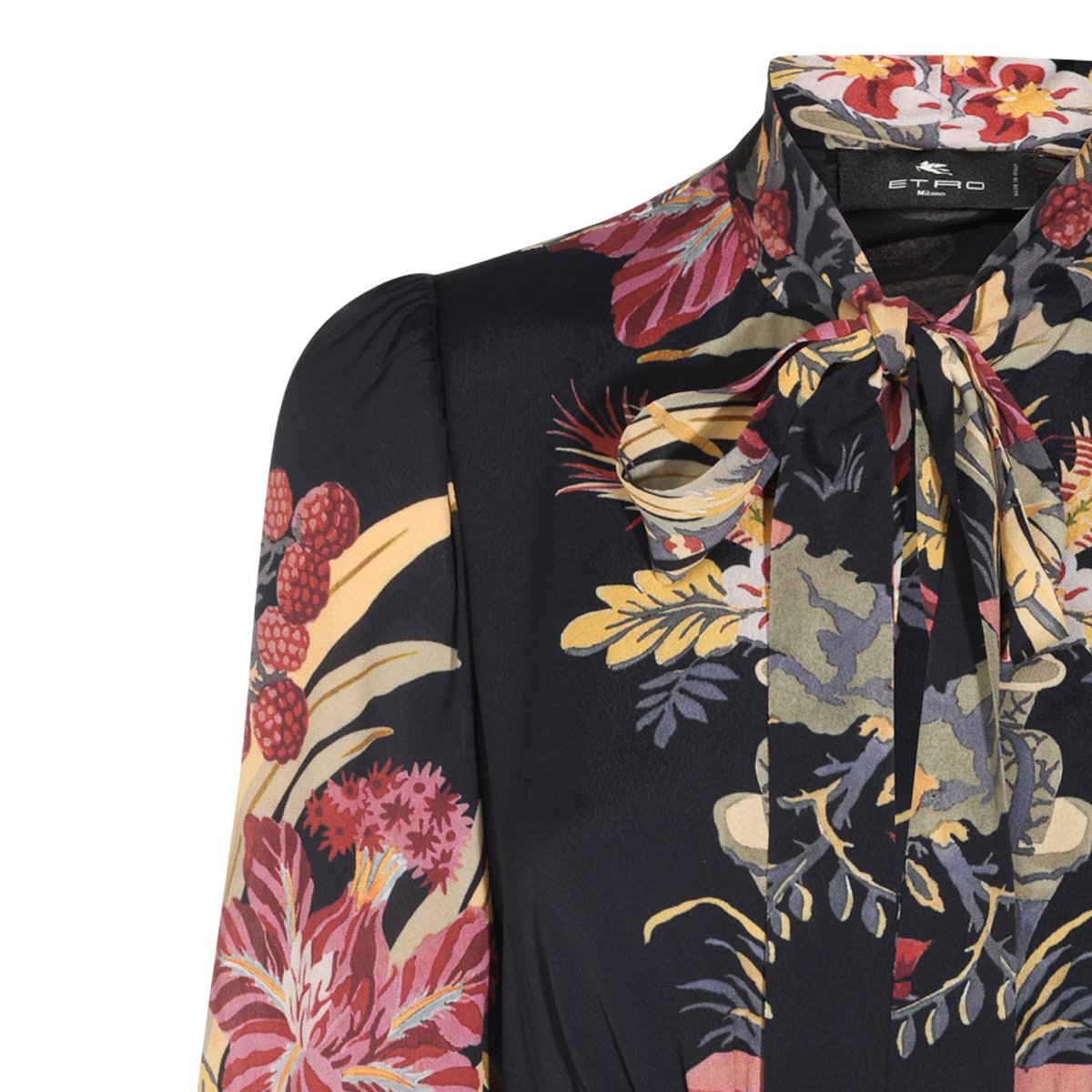 Etro Viscose Maxi Dress With High Collar And Floral Print Zwart