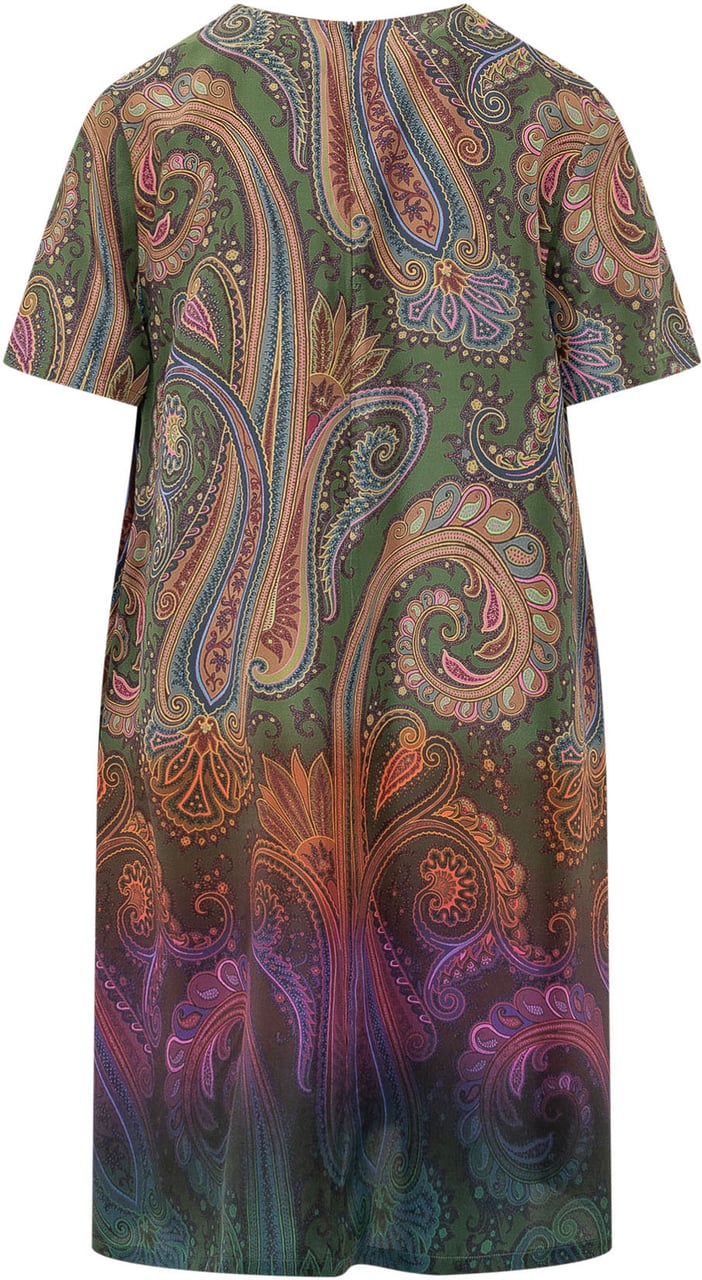 Etro Abito Midi con Motivo Paisley Donkergroen