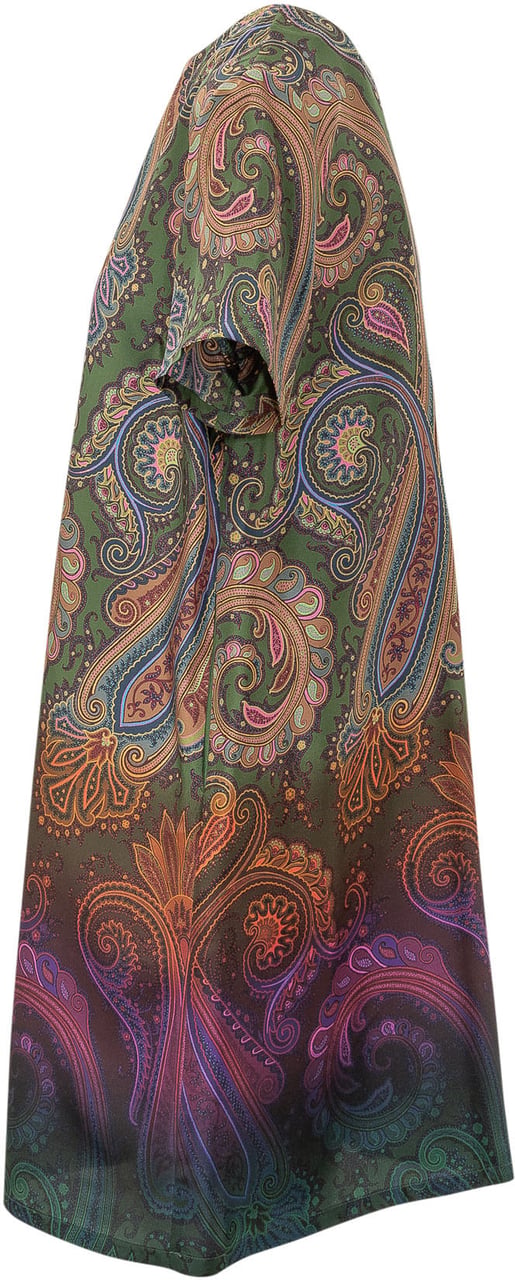 Etro Abito Midi con Motivo Paisley Donkergroen