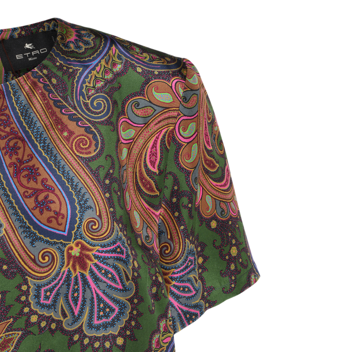 Etro Multicolor Silk Dress with Paisley Motif Grijs