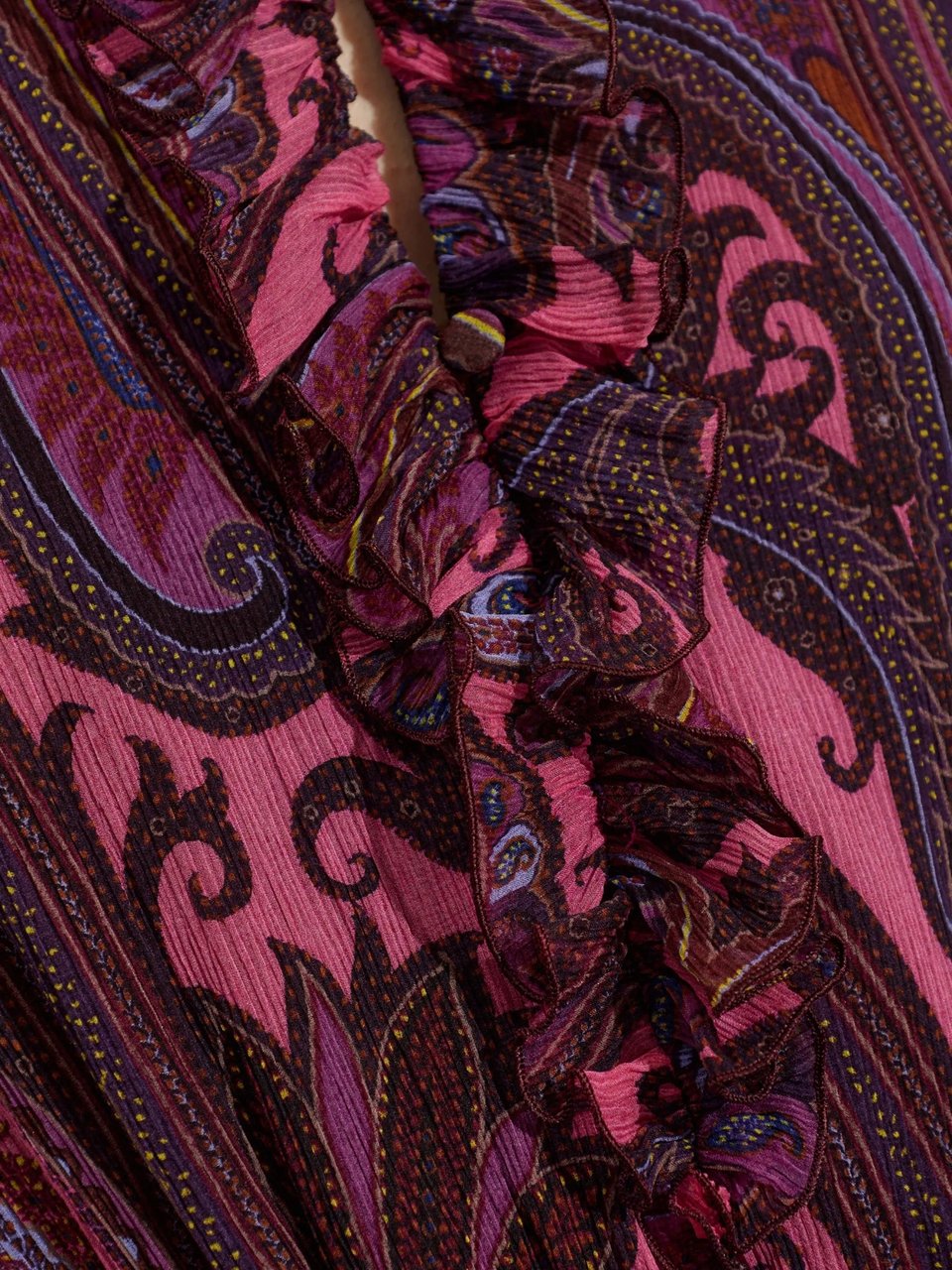 Etro Paisley Print Mini Dress with Sheer Sleeves Zwart