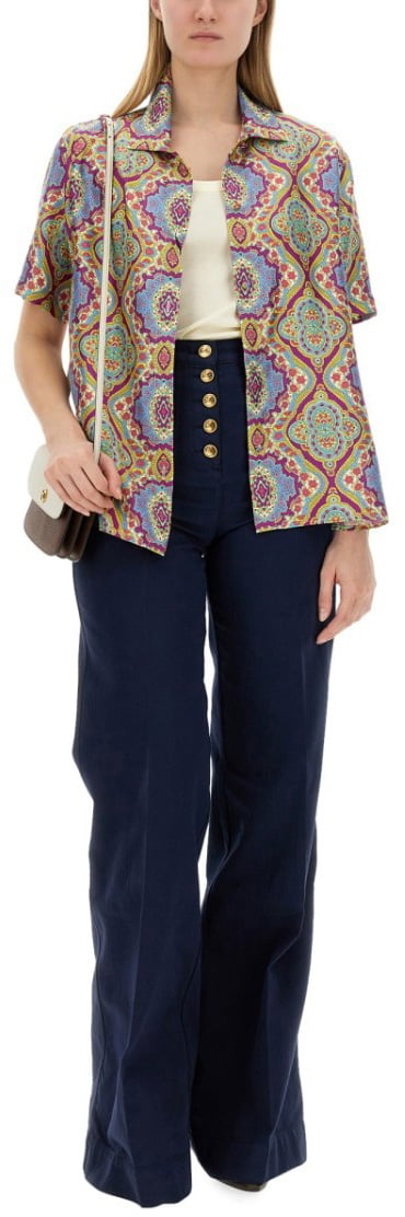 Etro Vibrant Printed Silk Shirt Divers