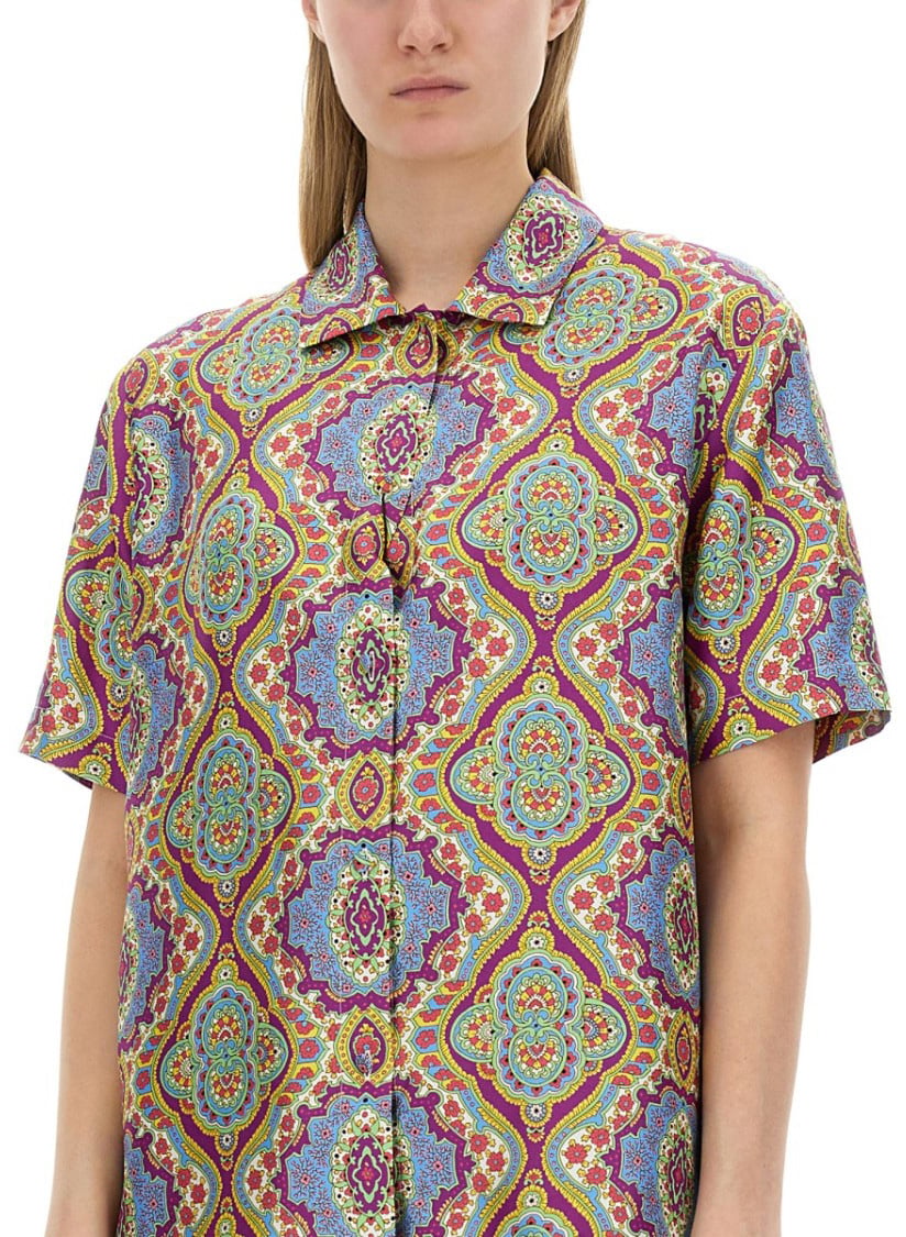 Etro Vibrant Printed Silk Shirt Divers