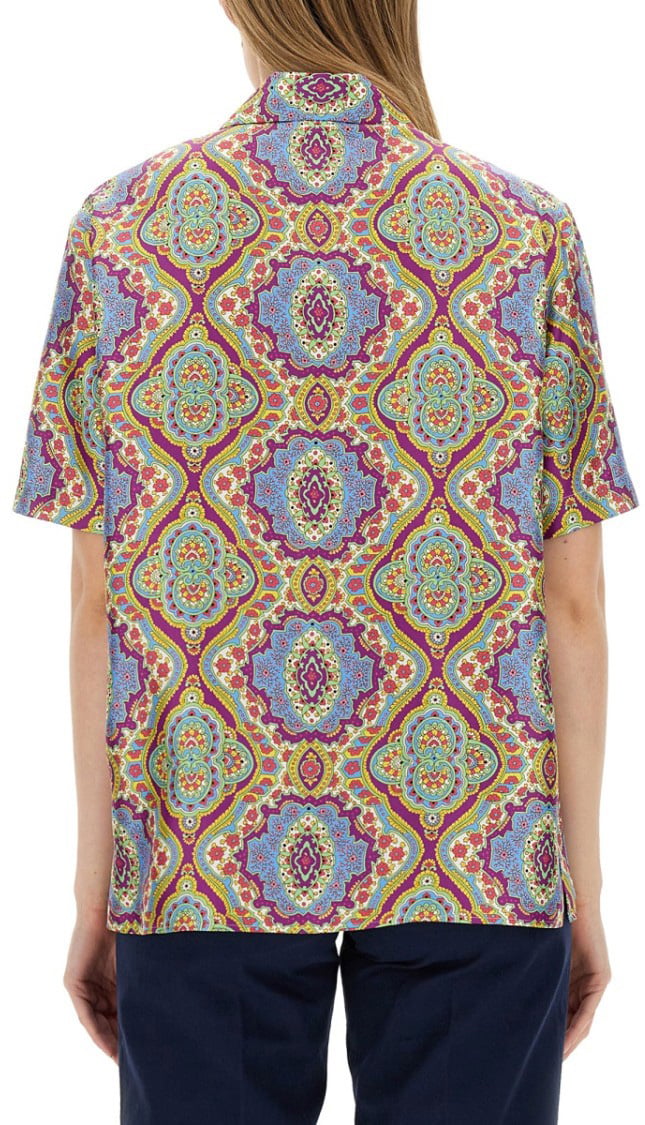 Etro Vibrant Printed Silk Shirt Divers