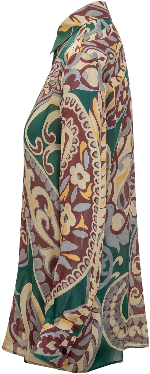 Etro Etro Camicia in Seta con Stampa Paisley Multicolor Divers