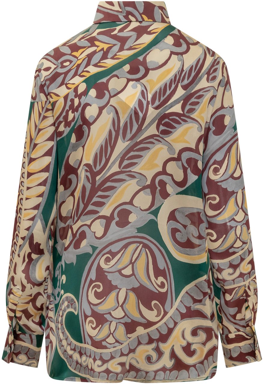 Etro Etro Camicia in Seta con Stampa Paisley Multicolor Divers