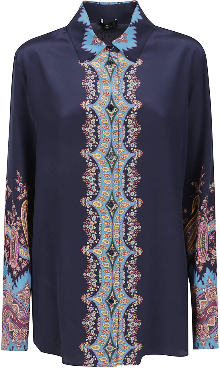 Etro Long Sleeve Shirt Blue Blauw