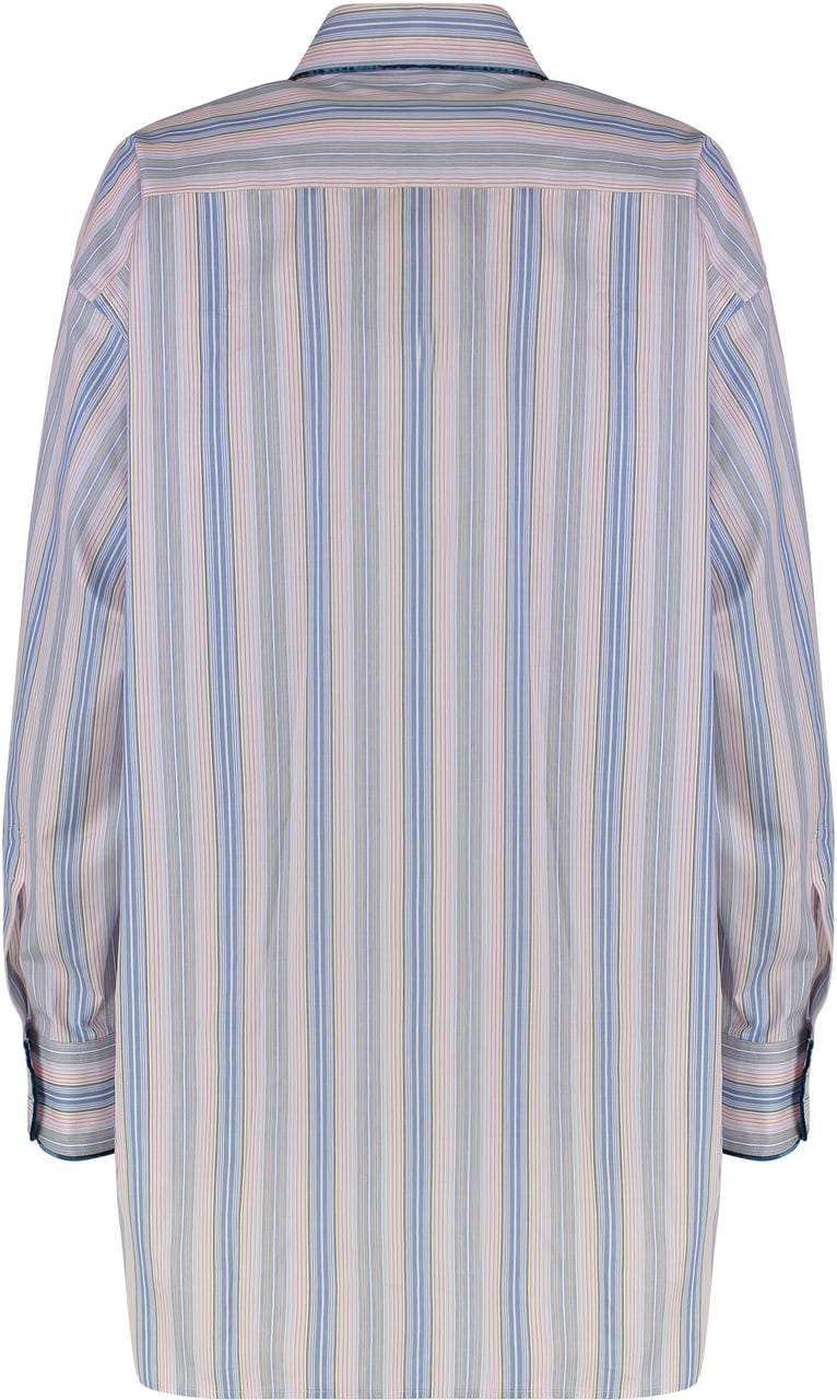 Etro Striped cotton shirt Lichtblauw