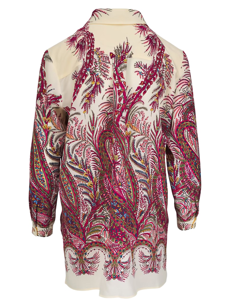 Etro Cream Paisley Silk Blouse Roze