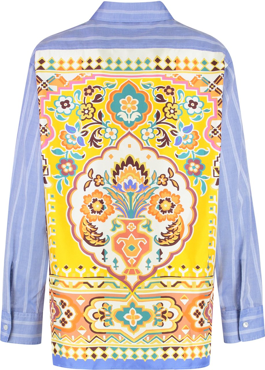 Etro Striped cotton shirt Lichtblauw