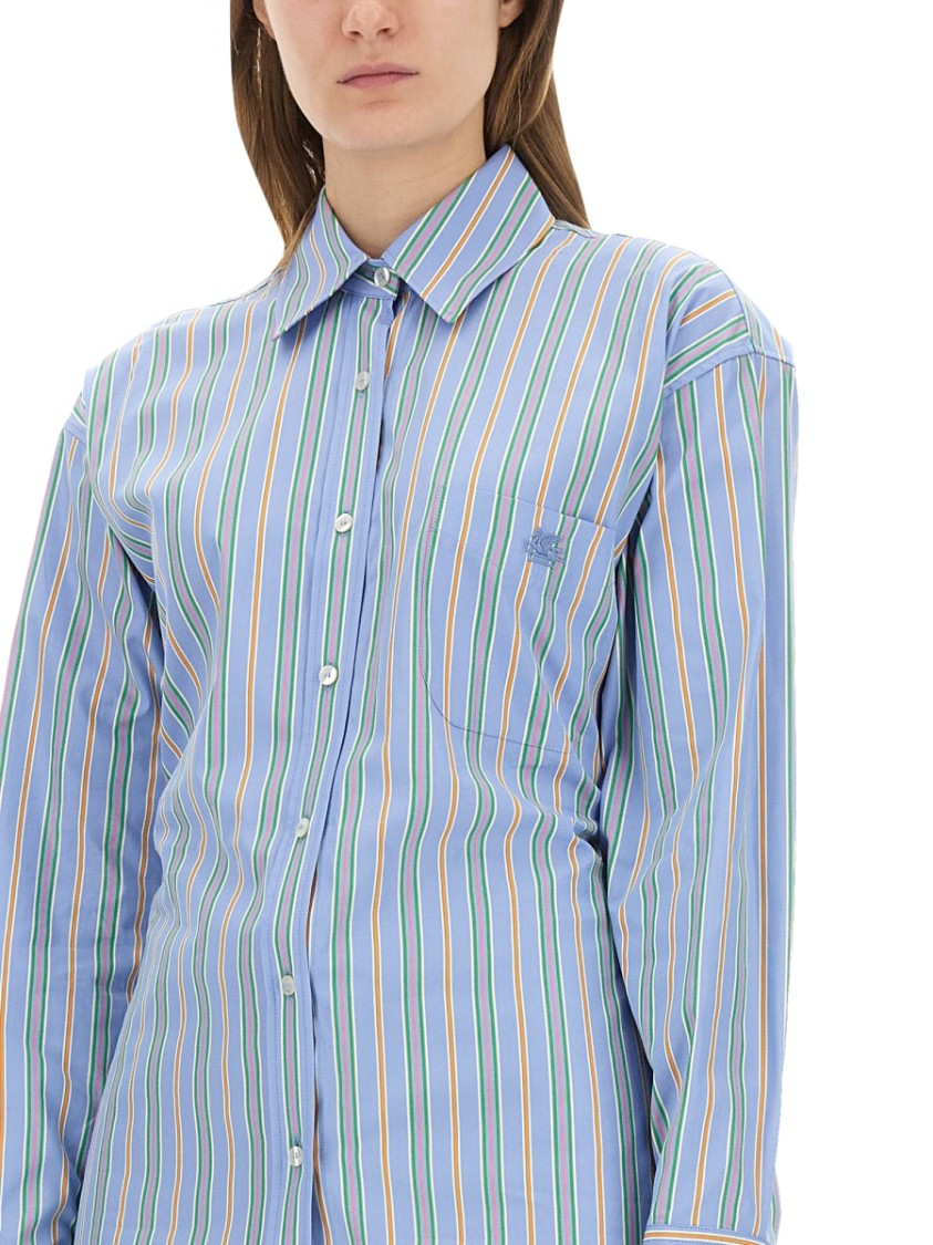 Etro Jacquard Shirt And Knot In The Back Blauw