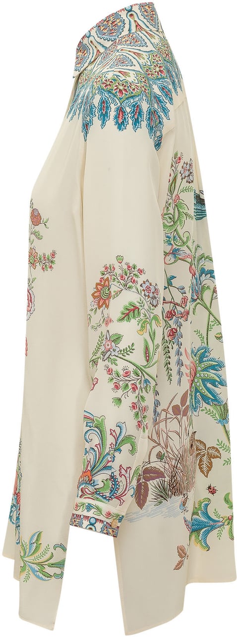 Etro Camicia Lunga con Stampa Floreale Wit