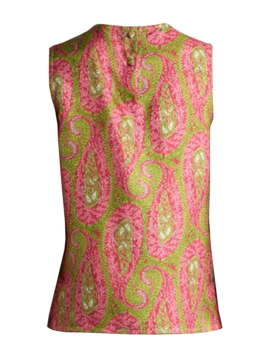 Etro Multicolor Paisley Foliage Pattern Top Groen