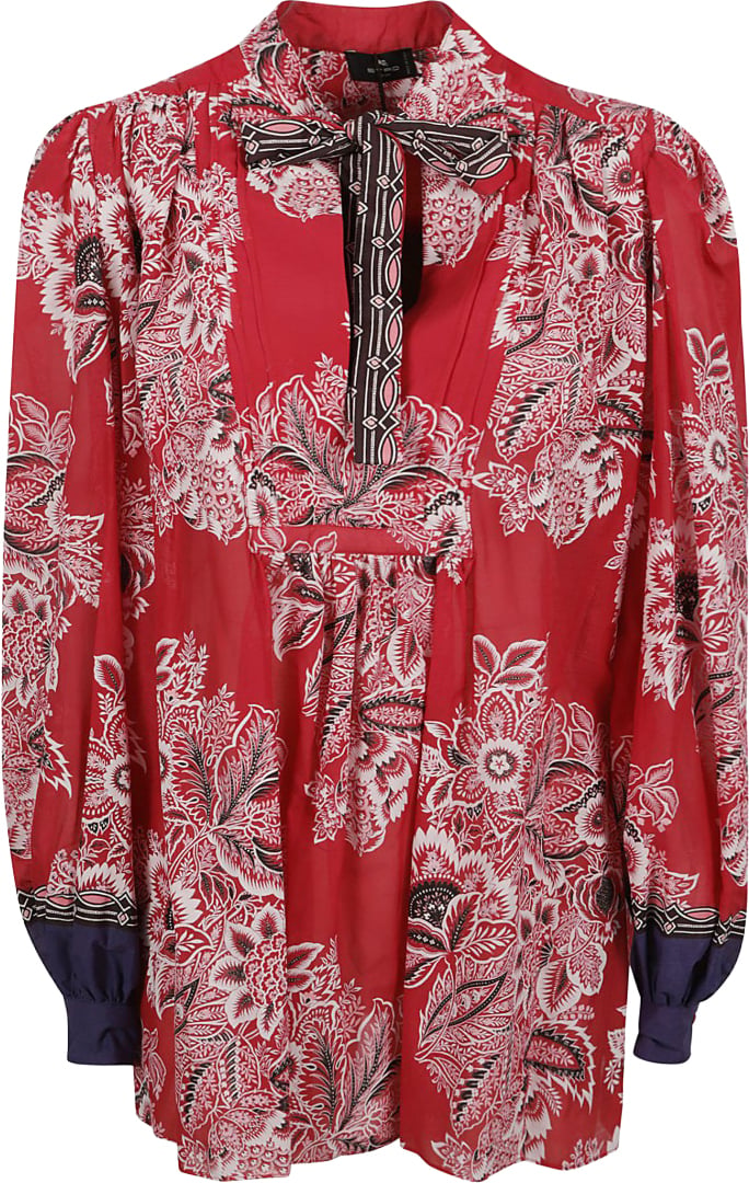 Etro Red Floral Pattern Shirt Roze