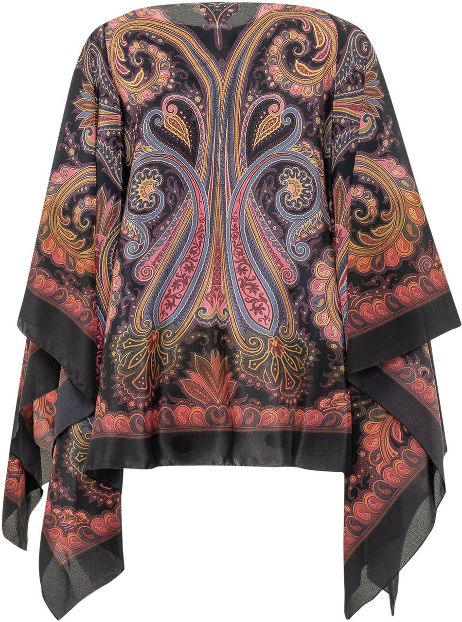 Etro Poncho con Motivo Animalier e Floreale Zwart