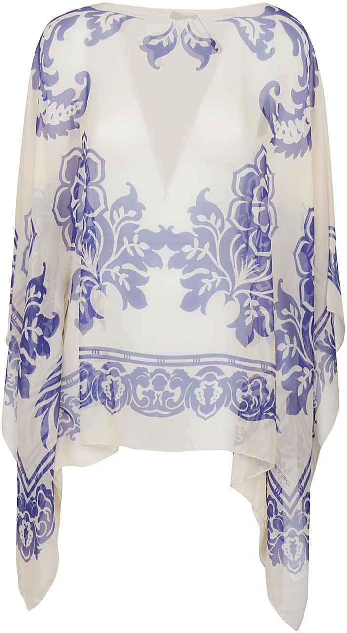 Etro Asymmetric Poncho White Wit