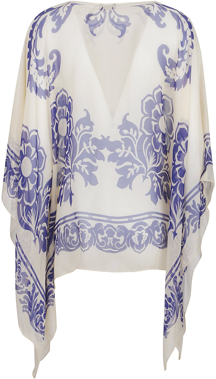 Etro Asymmetric Poncho White Wit