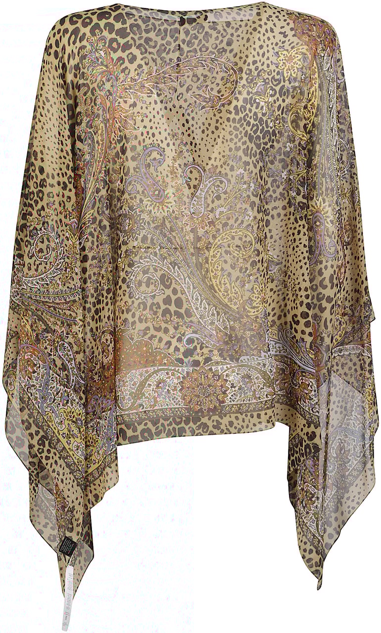 Etro Animalier Motif Poncho Brown Bruin