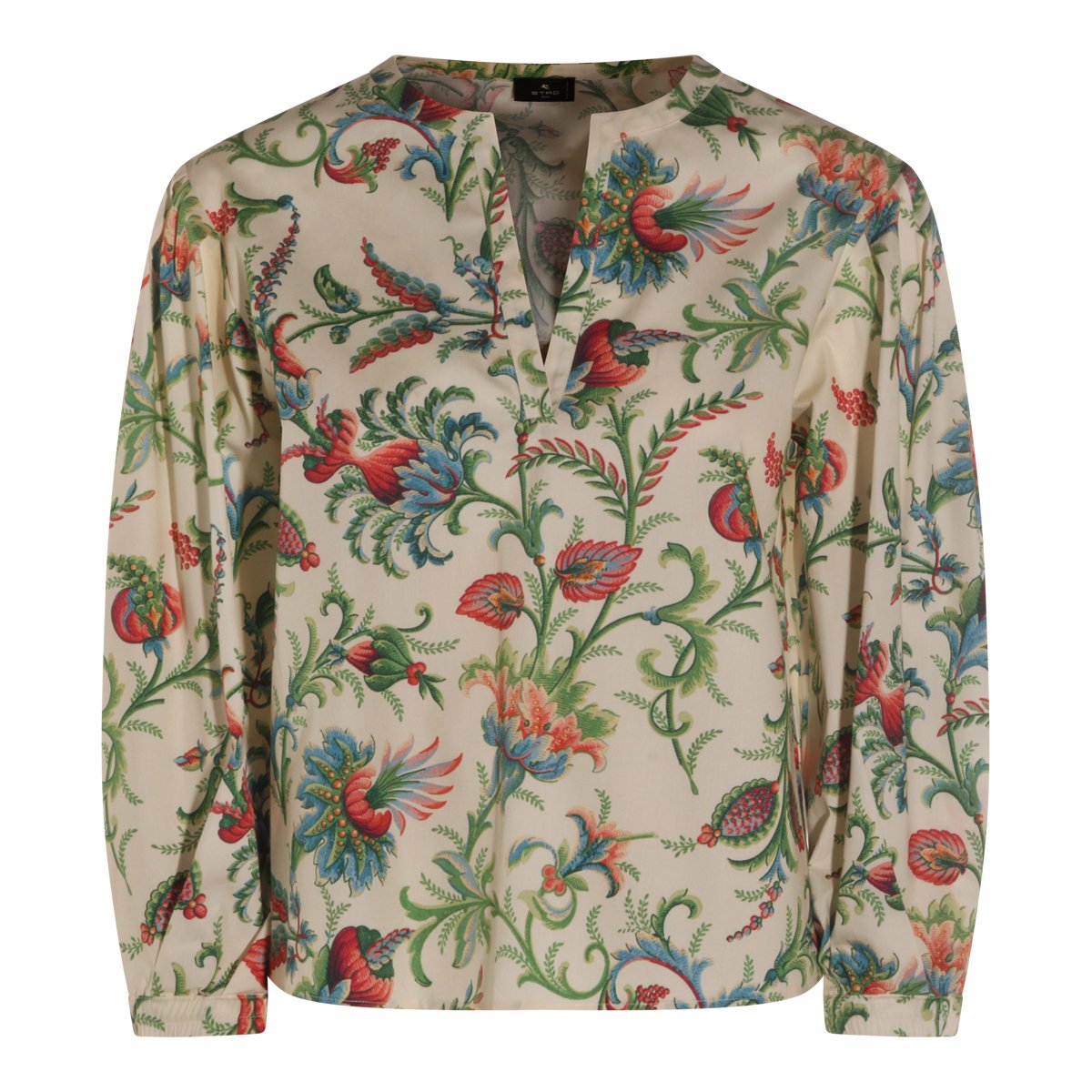 Etro Boxy-Fit Floral Print Cotton Top Grijs