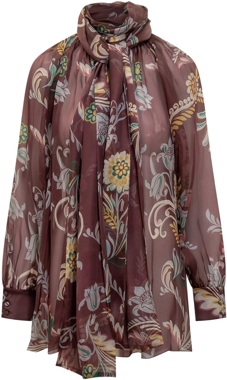 Etro Blusa in Seta a Fantasia Floreale Etro Rood
