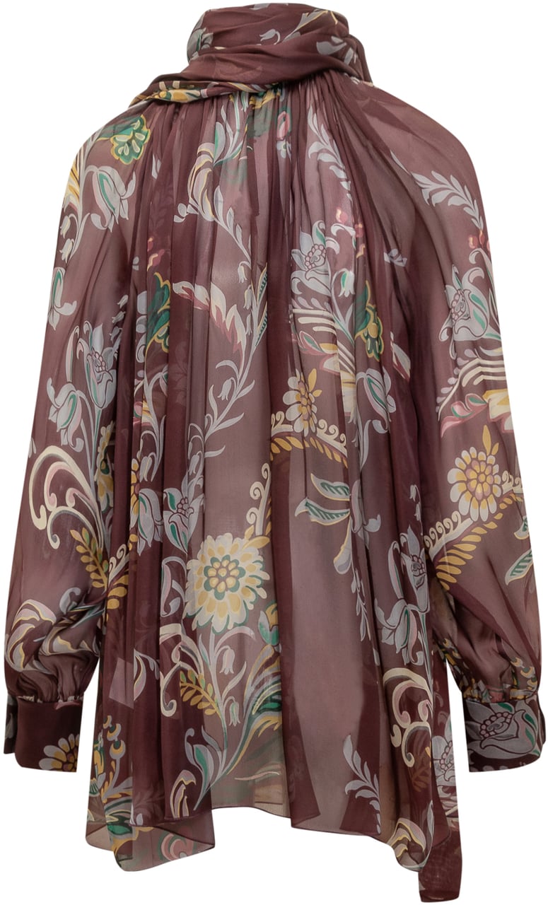 Etro Blusa in Seta a Fantasia Floreale Etro Rood