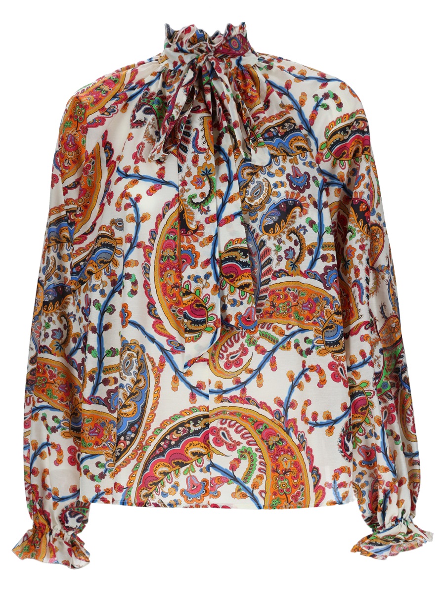 Etro Vibrant Paisley Pattern Cotton-Blend Blouse Bruin