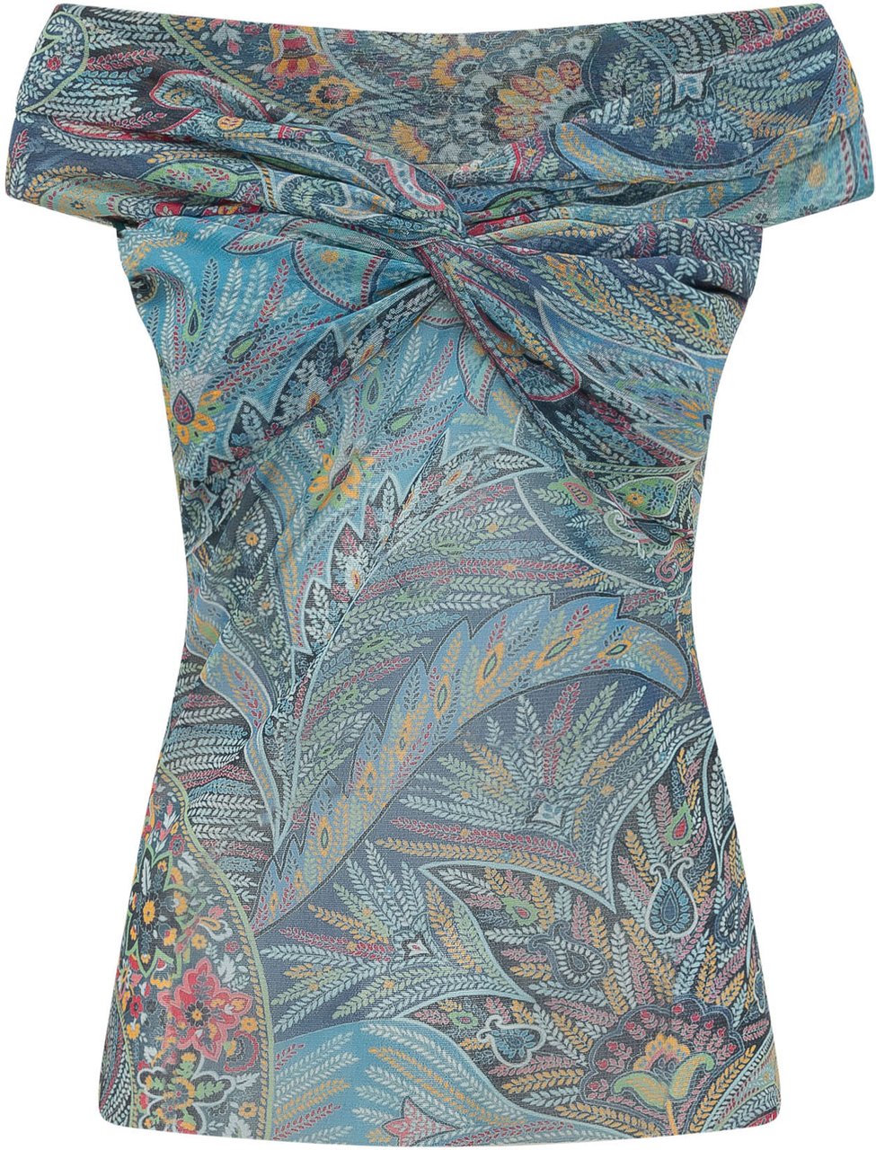 Etro Top con Scollo Dritto e Nodo Blauw