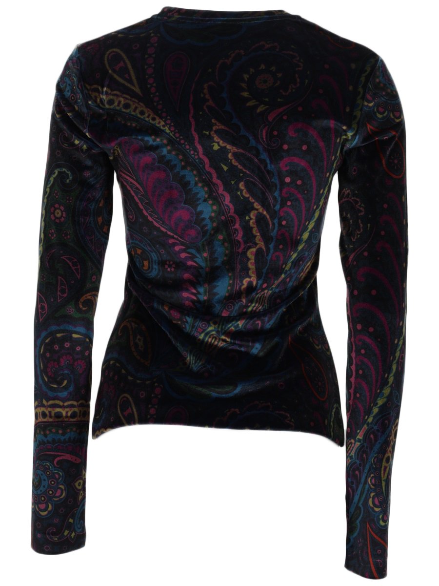 Etro Fitted Long-Sleeved Top with Intricate Paisley Pattern Zwart