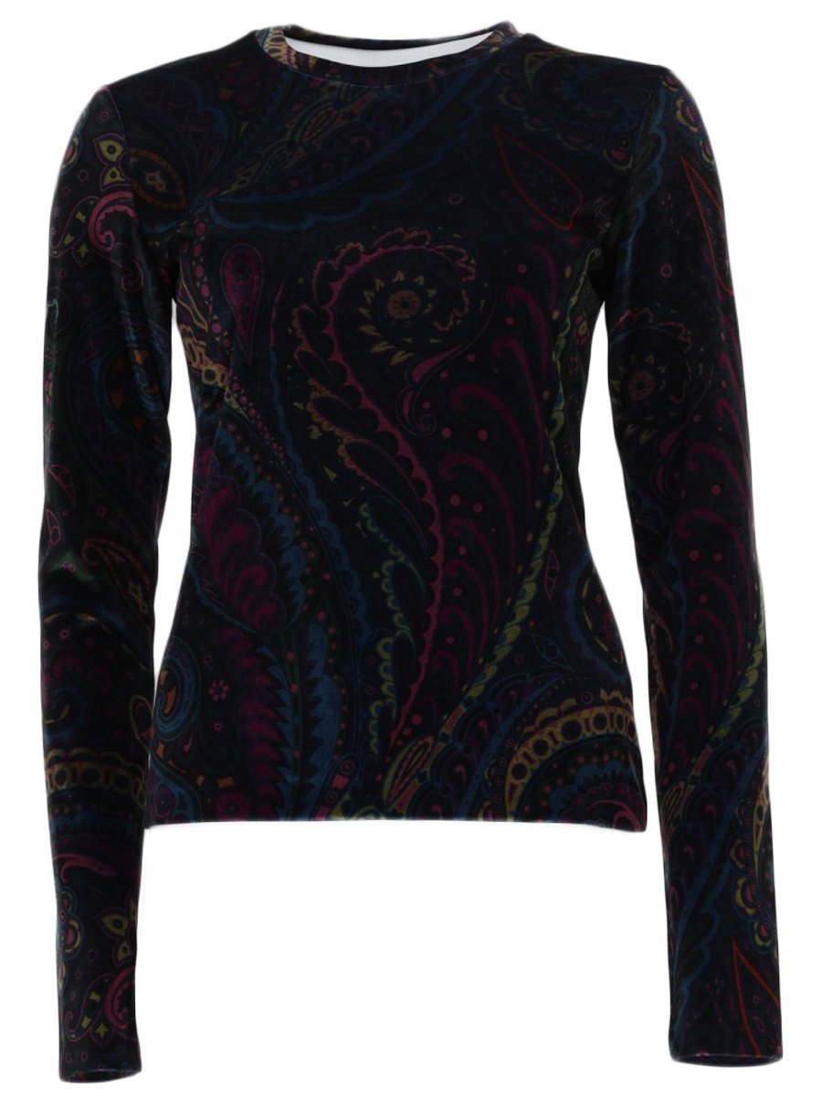 Etro Fitted Long-Sleeved Top with Intricate Paisley Pattern Zwart