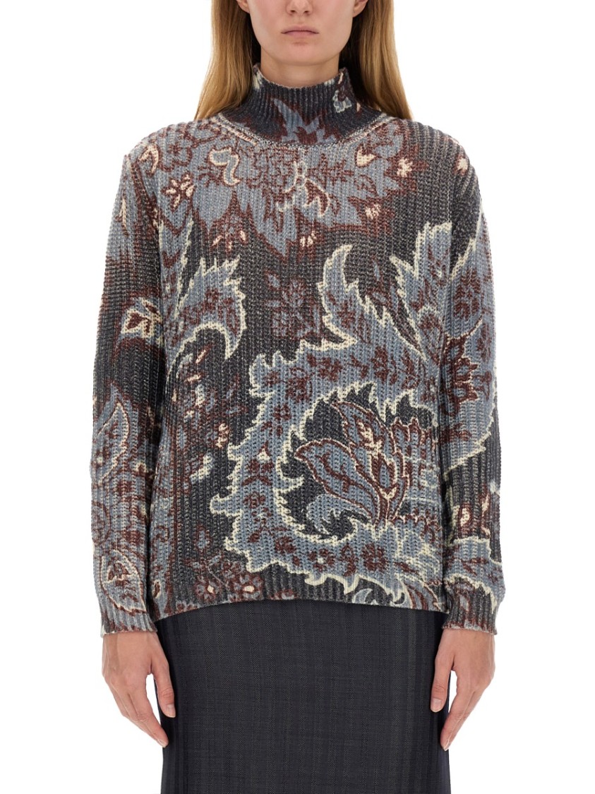 Etro Oversized Floral Pattern Wool Sweater Divers