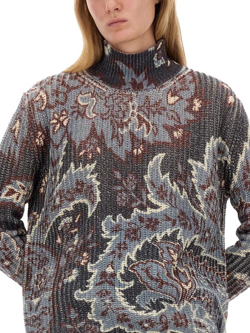Etro Oversized Floral Pattern Wool Sweater Divers