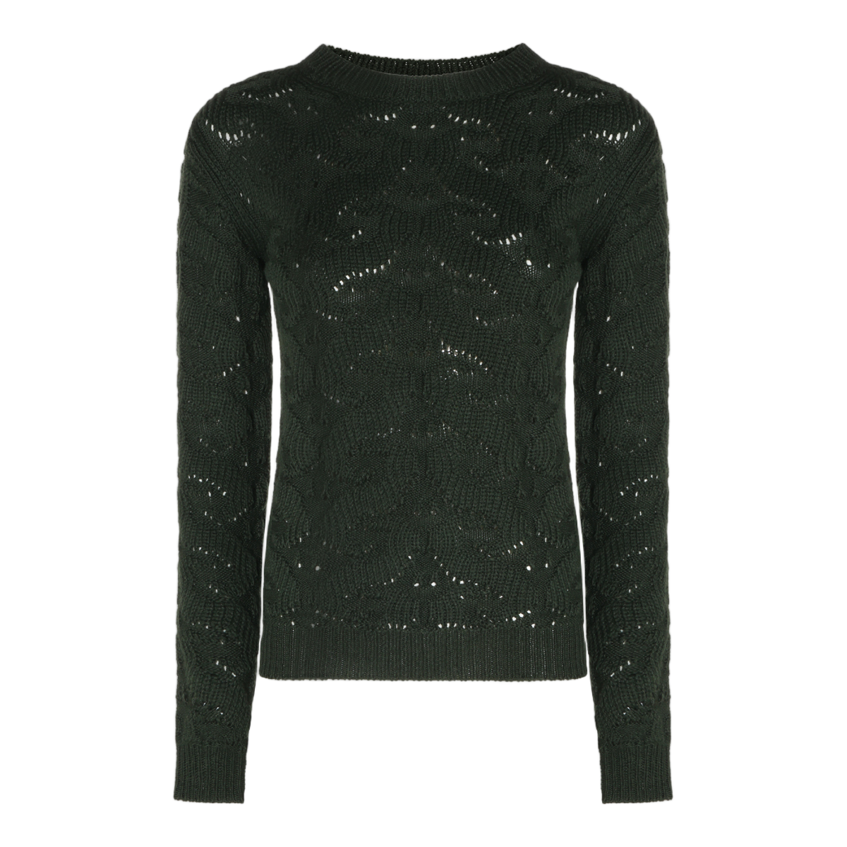 Etro Open-Knit Black Sweater With Floral Design And Ribbed Accents Zwart
