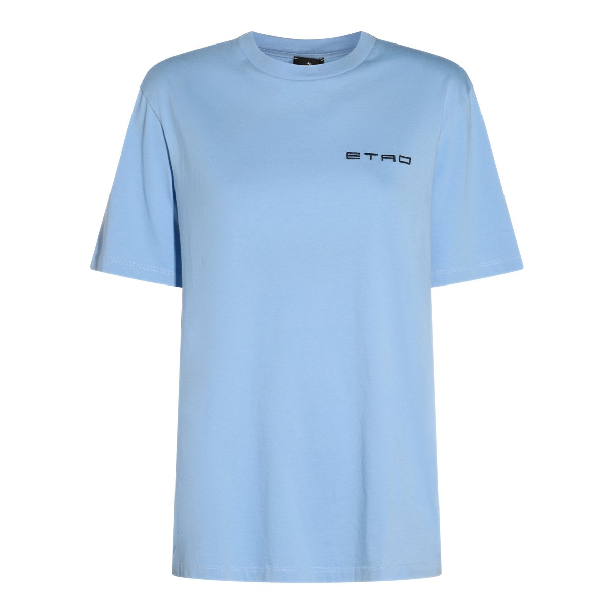 Etro Light Blue Floral Graphic T-Shirt with Logo Detail Blauw