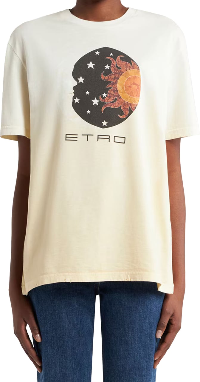 Etro White Celestial Graphic Relaxed-Fit T-Shirt Neutraal